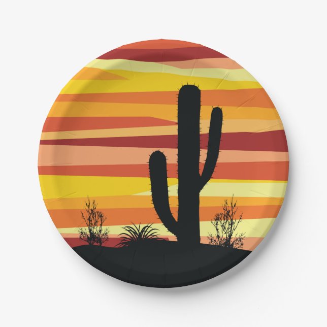 Geometric desert sunset paper plate (Front)