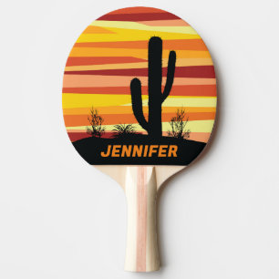 Geometric desert sunset ping pong paddle