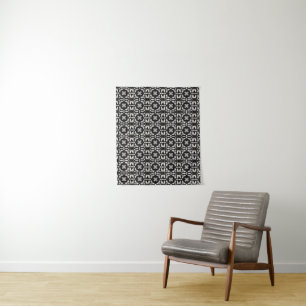 Geometric design black and white  tapestry