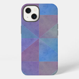 Geometric Design Blue Purple Watercolor Triangles iPhone 13 Case