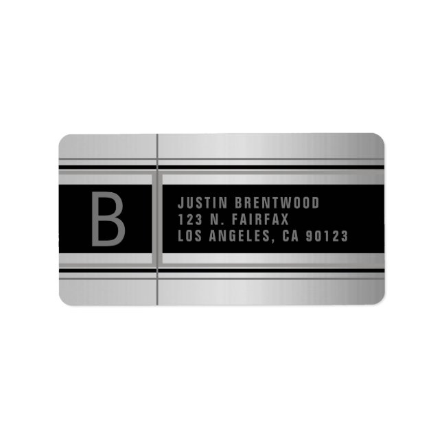 Geometric Design Faux Metal Return Address Label (Front)
