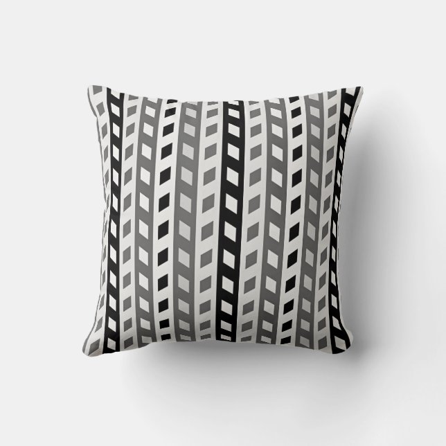 Geometric Design, gray, black, white, Cushion (Back)
