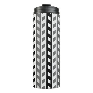Geometric Design, gray, black, white, Thermal Tumbler