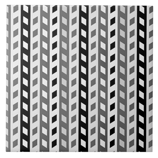 Geometric Design, gray, black, white, Tile (Front)