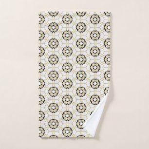 Geometric design hand towel gold black taupe