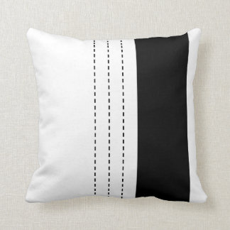 Geometric Design Line Dash Pattern Black and White Cushion
