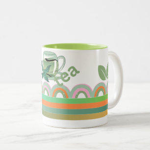 Geometric Design Mug with Tea Leaves Accent
