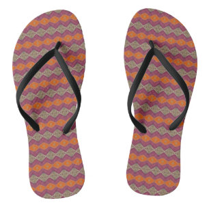 Geometric design orange purple beige flip flops