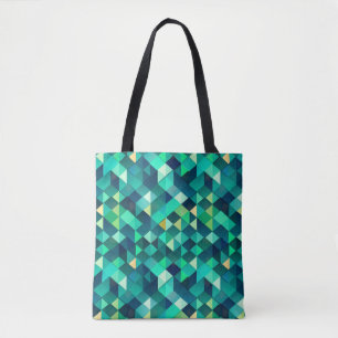 Geometric design with green tones tote bag