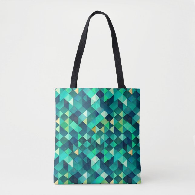 Geometric design with green tones tote bag (Front)