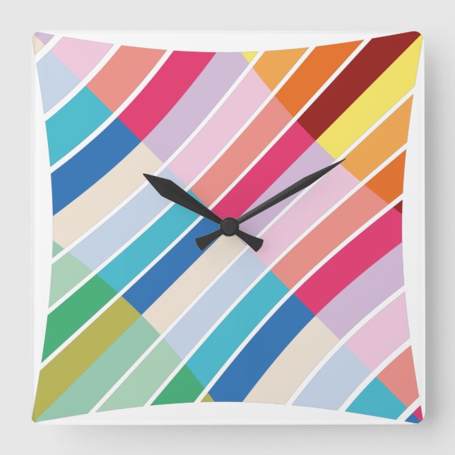 GEOMETRIC DESIGNS by Masanser Pixelat Square Wall Clock (Front)