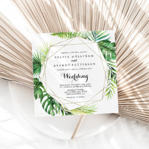Geometric Destination Front & Back Wedding Invitation
