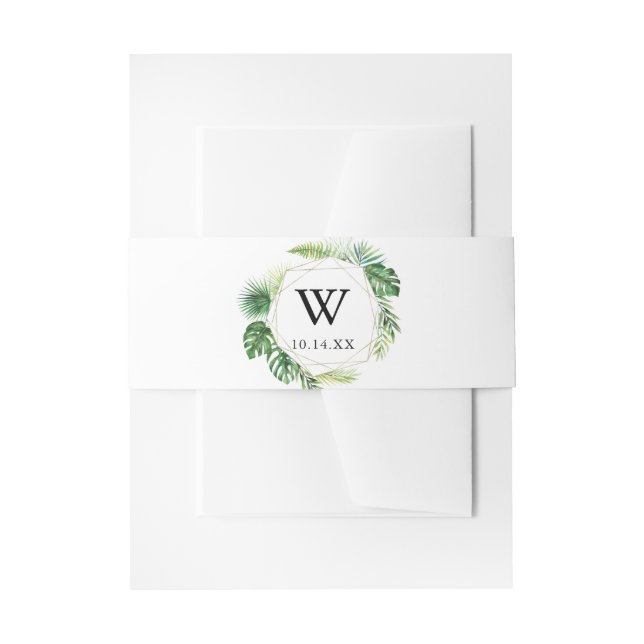 Geometric Destination Monogram Wedding Invitation Belly Band (Front Example)