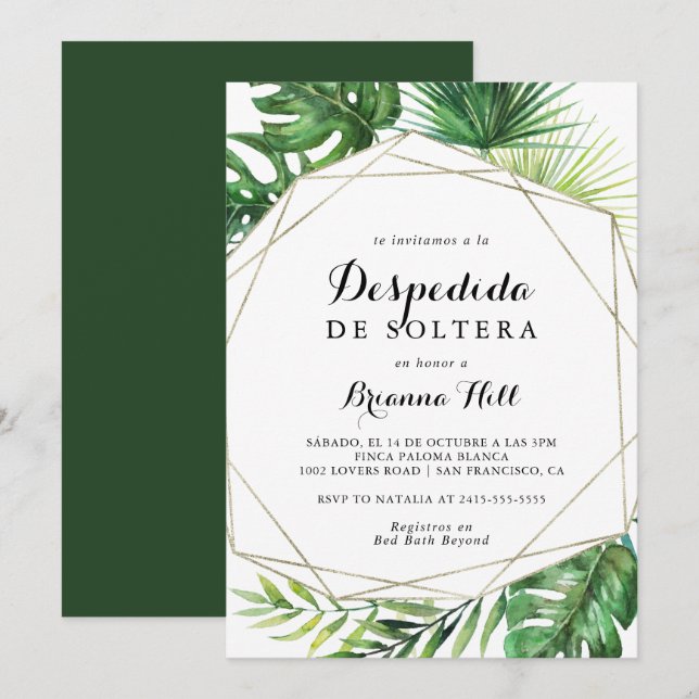 Geometric Destination Spanish Bridal Shower Invitation (Front/Back)