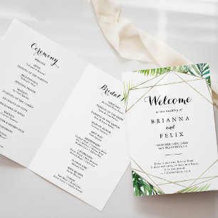 Geometric Destination Tropical Folded Wedding Programme