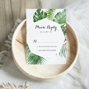 Geometric Destination Tropical Greenery RSVP Card