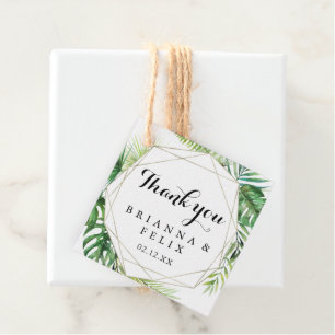 Geometric Destination Tropical Greenery Wedding Favour Tags