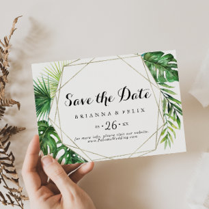 Geometric Destination Tropical Horizontal Wedding Save The Date