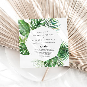 Geometric Destination Tropical Spanish Wedding Invitation