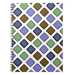 Geometric Diagonal Squares Blue Notebook