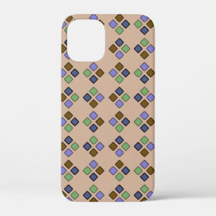 Geometric Diagonal Tiles Blue Green on any Colour iPhone 12 Mini Case