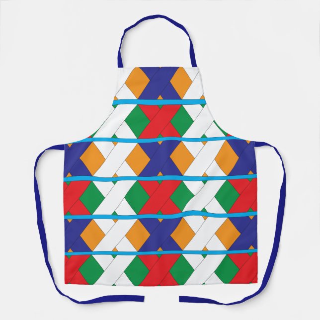 Geometric Diamond Colourful Decorative Pattern Apron (Front)