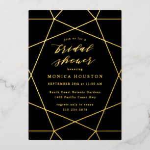 Geometric Diamond Elegant Black Bridal Shower Gold