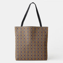 Geometric Diamond Navy Blue Gold Print