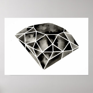 Geometric Diamond . Original Print . Black White