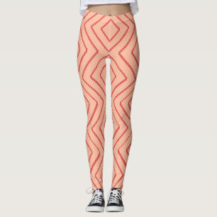 Geometric Diamond Pattern Bold Red Design Leggings
