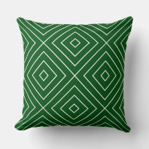Geometric Diamond Pattern Green Throw Pillow