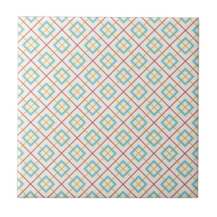 Geometric Diamond Pattern Pastel Pink and Blue Tile