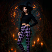 Geometric Diamond Patterned Black Purple Halloween