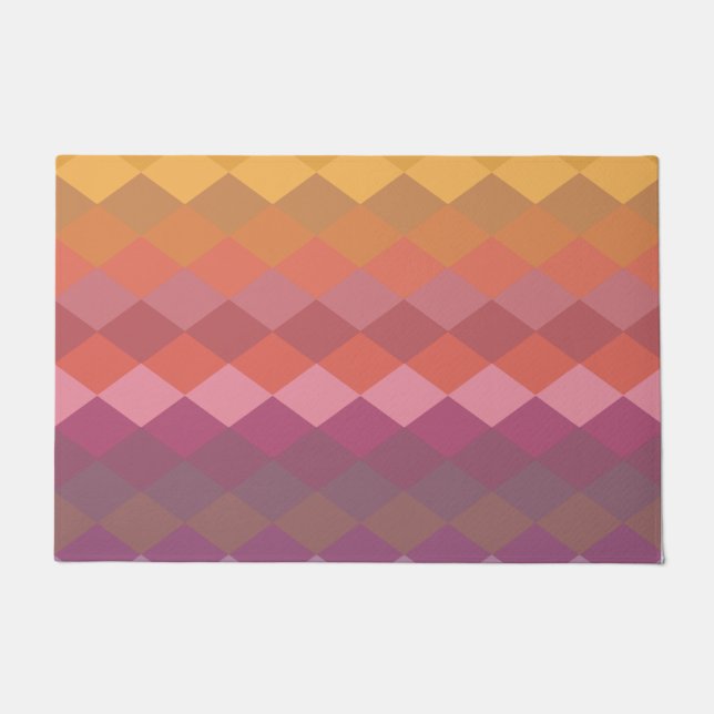 Geometric Diamond Shapes in Muted Rainbow Colours Doormat (Front)
