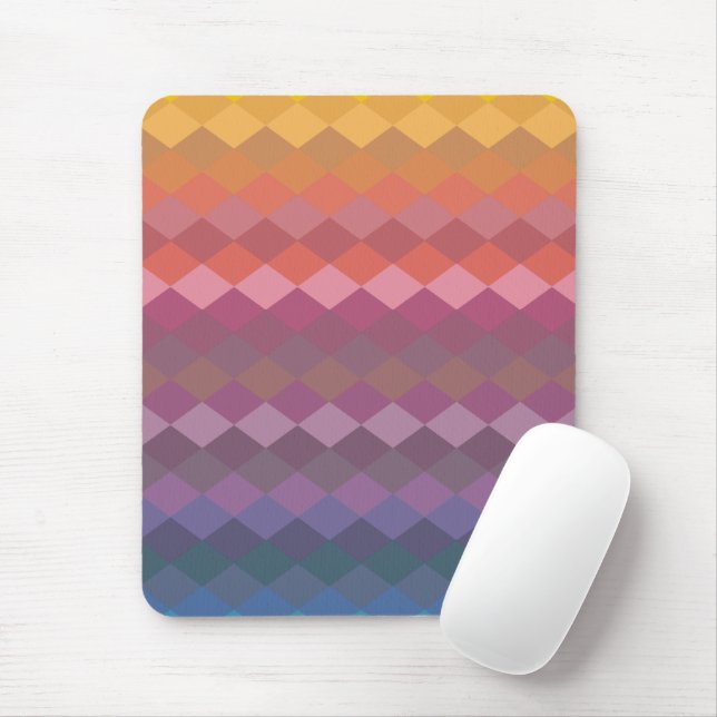 Geometric Diamond Shapes in Muted Rainbow Colours Mouse Mat (With Mouse)