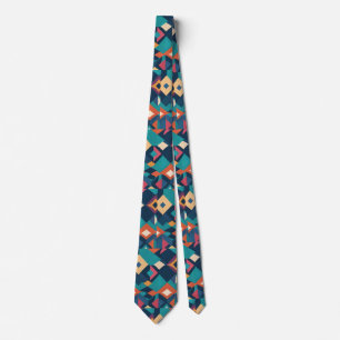 Geometric Diamonds in Retro Teal Colours Tie