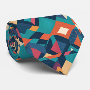 Geometric Diamonds in Retro Teal Colours Tie