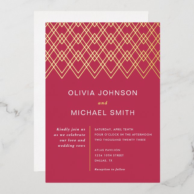 Geometric Diamonds Magenta Wedding (Front/Back)