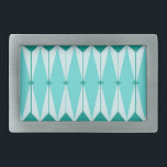 Geometric Diamonds & Starbursts Belt Buckle<br><div class="desc">This Geometric Diamonds & Starbursts Belt Buckle has all of the kitschy charm of something that is kitschy and charming. The vintage inspired design features a mod, peacock blue background with light blue, elongated hexagons, layered with turquoise diamonds, and peacock blue starbursts. It’s a kaleidoscope of retro goodness! This 1950’s...</div>