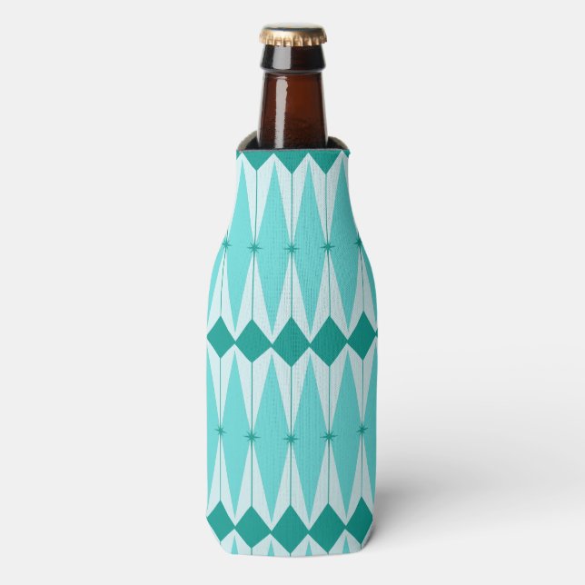 Geometric Diamonds & Starbursts Bottle Opener Bottle Cooler (Bottle Front)