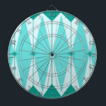Geometric Diamonds & Starbursts Dart Board<br><div class="desc">This Geometric Diamonds & Starbursts Dart Board has all of the kitschy charm of something that is kitschy and charming. The vintage inspired design features a mod, peacock blue background with light blue, elongated hexagons, layered with turquoise diamonds, and peacock blue starbursts. It’s a kaleidoscope of retro goodness! This 1950’s...</div>