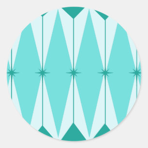 Geometric Diamonds & Starbursts Round Stickers