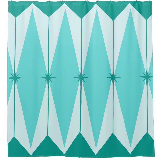 Geometric Diamonds & Starbursts Shower Curtain (Front)