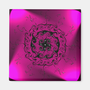 Geometric digital art, spiral purple magnet