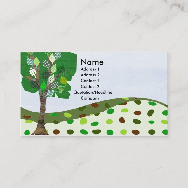 Geometric Digital Quilted Landscape Craft Cute Business Card (Front)