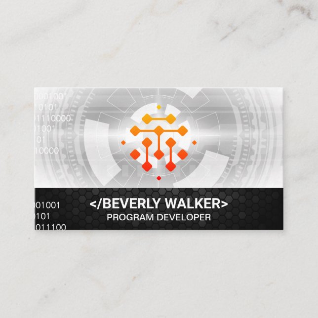 Geometric Digital Technology Logo Business Card (Front)