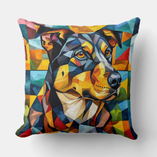 🐕 Geometric Doberman Dog Portrait Modern Decor Cushion