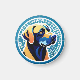 Geometric Dog Head Logo Emblem Magnet