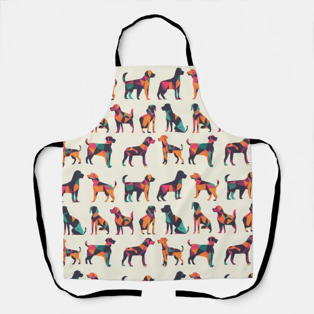 Geometric dog silhouettes design apron (Front)