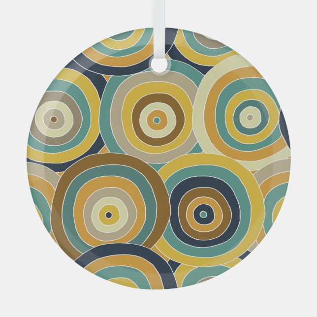 Geometric Doodle: Vibrant Seamless Background Glass Tree Decoration (Front)